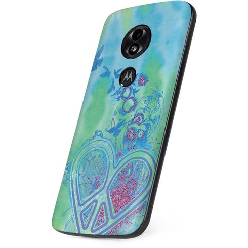 Liquid Blue Tie Dye Peace Heart Moto E5 Play Skin
