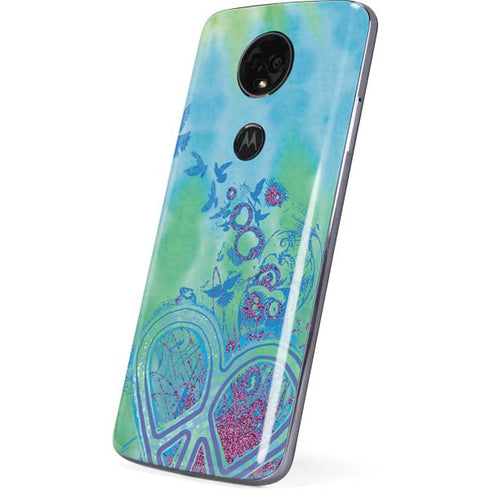 Liquid Blue Tie Dye Peace Heart Moto E5 Plus Skin