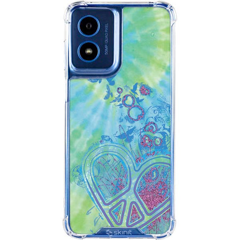Liquid Blue Tie Dye Peace Heart Moto G Play 4G (2024) Clear Case