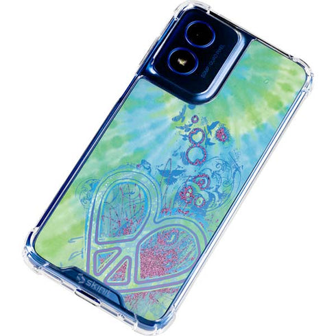 Liquid Blue Tie Dye Peace Heart Moto G Play 4G (2024) Clear Case