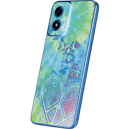 Liquid Blue Tie Dye Peace Heart Moto G Play 4G (2024) Skin