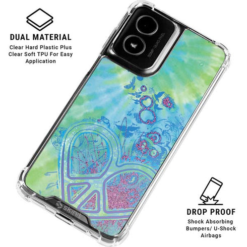 Liquid Blue Tie Dye Peace Heart Moto G Power 5G (2024) Clear Case