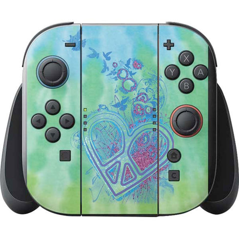 Liquid Blue Tie Dye Peace Heart Nintendo Switch 2 (2025) with Joy-Con Skin