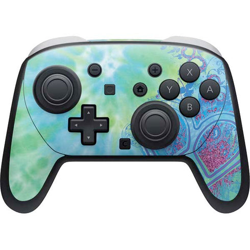 Liquid Blue Tie Dye Peace Heart Nintendo Switch 2 (2025) Pro Controller Skin