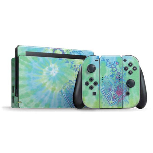 Liquid Blue Tie Dye Peace Heart Nintendo Skins