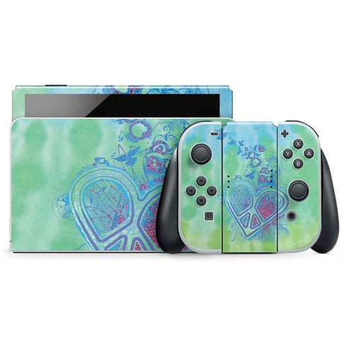 Liquid Blue Tie Dye Peace Heart Nintendo Skins