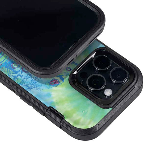 Liquid Blue Tie Dye Peace Heart Otterbox Defender iPhone Skin