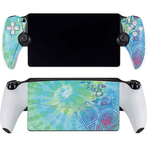 Liquid Blue Tie Dye Peace Heart PlayStation Portal Remote Player Skin