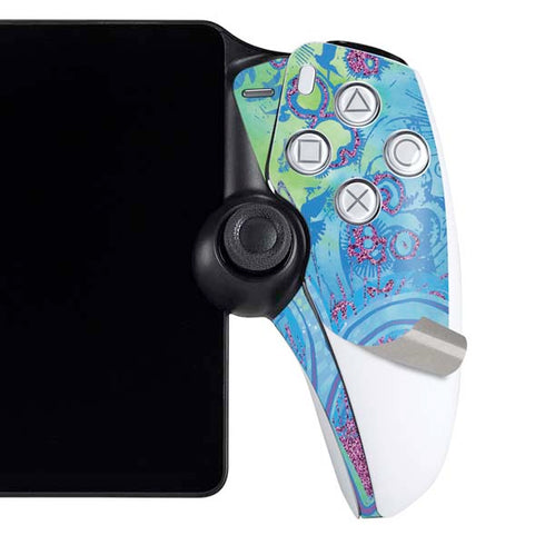 Liquid Blue Tie Dye Peace Heart PlayStation Portal Remote Player Skin