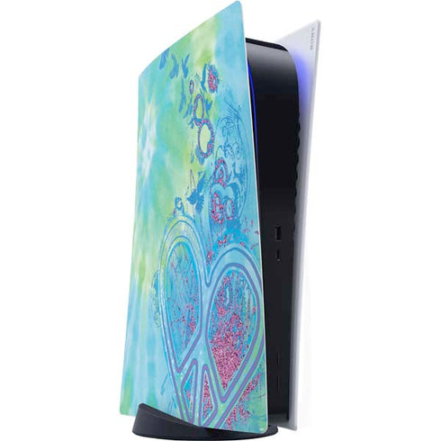 Liquid Blue Tie Dye Peace Heart PlayStation PS5 Skins