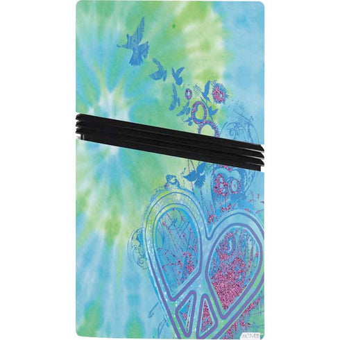 Liquid Blue Tie Dye Peace Heart PS5 Pro Console Skin