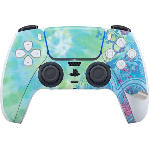 Liquid Blue Tie Dye Peace Heart PS5 Pro Disk Bundle Skin