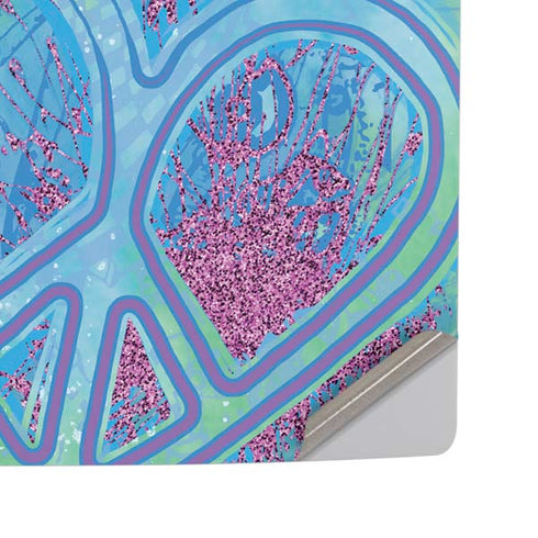Liquid Blue Tie Dye Peace Heart PS5 Pro Disk Console Skin
