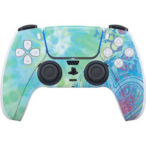 Liquid Blue Tie Dye Peace Heart PlayStation PS5 Skins