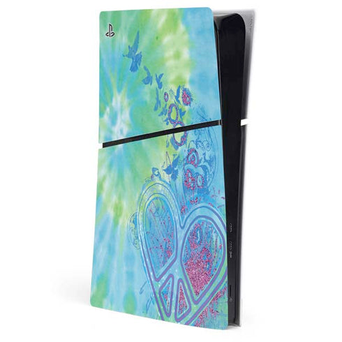 Liquid Blue Tie Dye Peace Heart PlayStation PS5 Skins