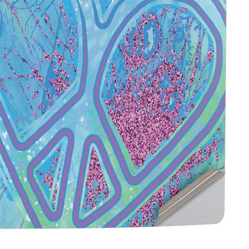 Liquid Blue Tie Dye Peace Heart PS5 Slim Digital Edition Console Skin