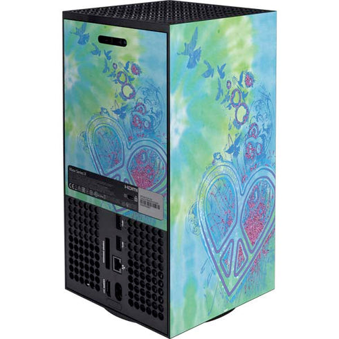 Liquid Blue Tie Dye Peace Heart XBox Series X Digital Edition Bundle Skin