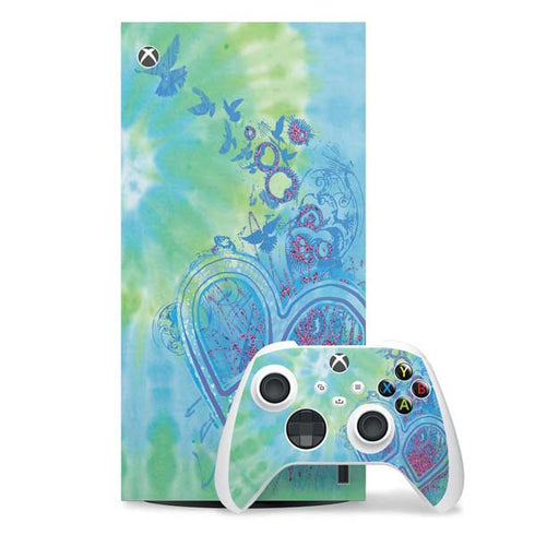 Liquid Blue Tie Dye Peace Heart Xbox Series X Skins
