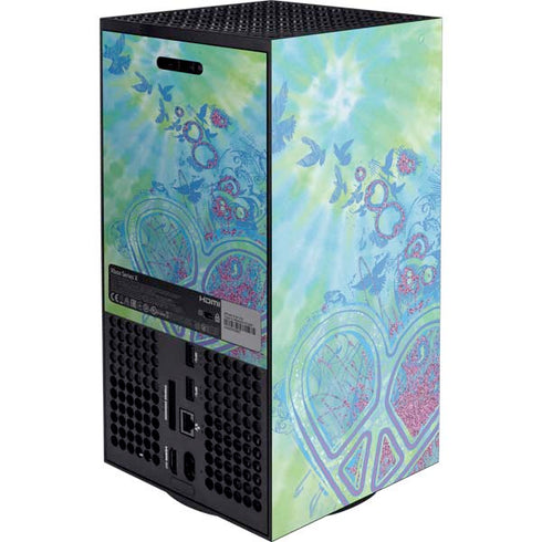 Liquid Blue Tie Dye Peace Heart XBox Series X Digital Edition Console Skin