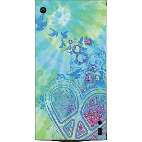 Liquid Blue Tie Dye Peace Heart XBox Series X Digital Edition Console Skin