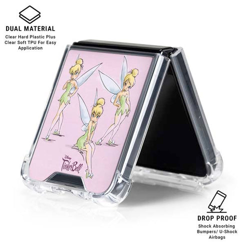 Disney Tinker Bell Water Color Art Poses Galaxy Z Flip6 Clear Case