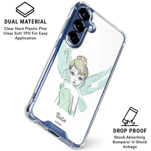 Disney Tinker Bell Watercolor Fairy Art Galaxy S25 Clear Case