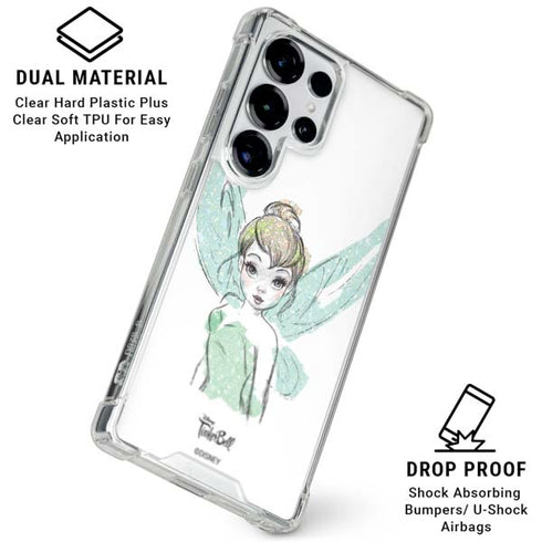 Disney Tinker Bell Watercolor Fairy Art Galaxy S25 Ultra Clear Case