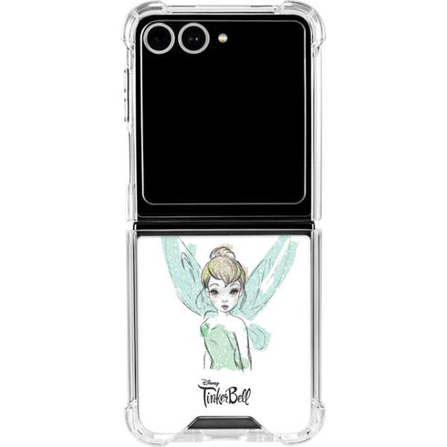 Disney Tinker Bell Watercolor Fairy Art Galaxy Z Flip7 Clear Case