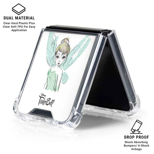 Disney Tinker Bell Watercolor Fairy Art Galaxy Z Flip7 Clear Case