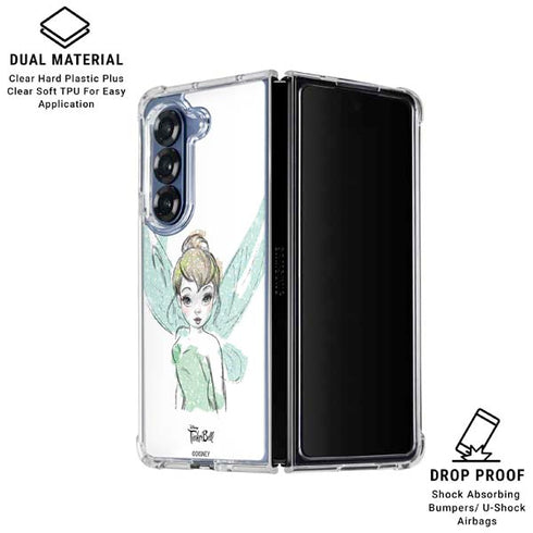Disney Tinker Bell Watercolor Fairy Art Galaxy Z Fold6 Clear Case