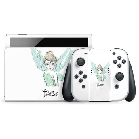 Disney Tinker Bell Watercolor Fairy Art Nintendo Skins