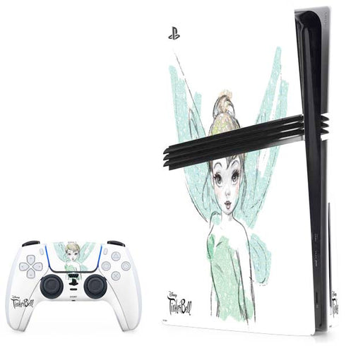 Disney Tinker Bell Watercolor Fairy Art PlayStation PS5 Skins