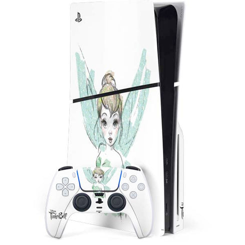 Disney Tinker Bell Watercolor Fairy Art PlayStation PS5 Skins