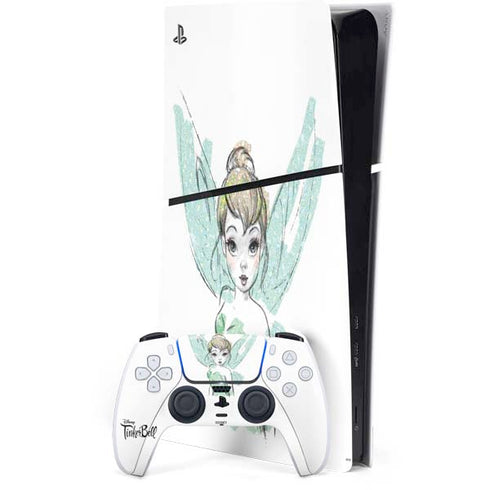 Disney Tinker Bell Watercolor Fairy Art PlayStation PS5 Skins