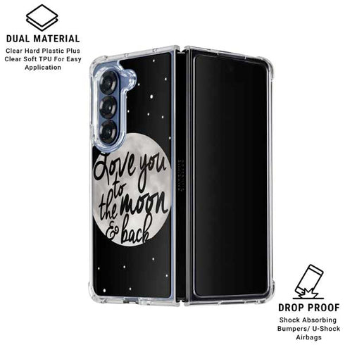 To The Moon And Back BW Galaxy Z Fold6 Clear Case