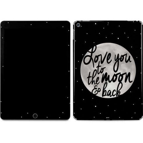 To The Moon And Back BW iPad Skins
