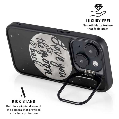 To The Moon And Back BW iPhone 14 Kickstand Case
