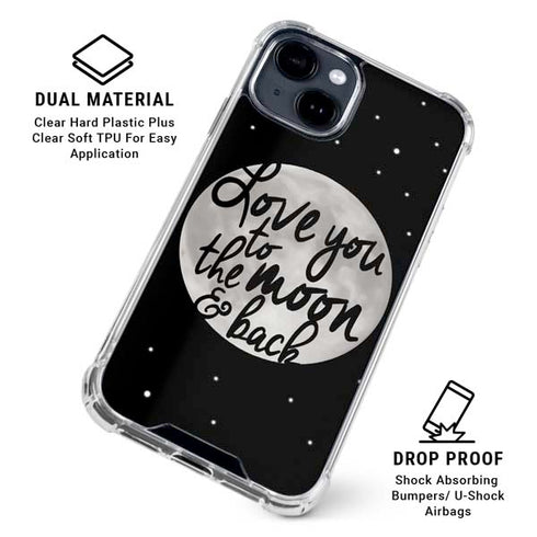 To The Moon And Back BW iPhone 15 Clear Case