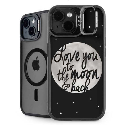 To The Moon And Back BW iPhone 15 Kickstand Case