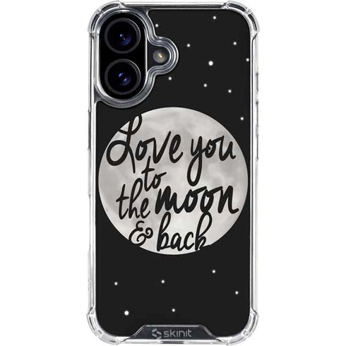 To The Moon And Back BW iPhone 16 Clear Case