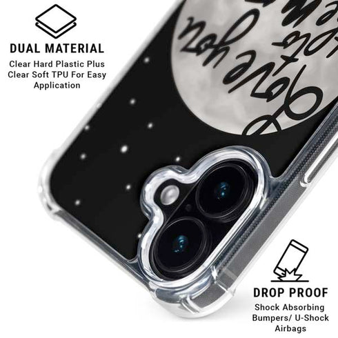 To The Moon And Back BW iPhone 16 Plus Clear Case