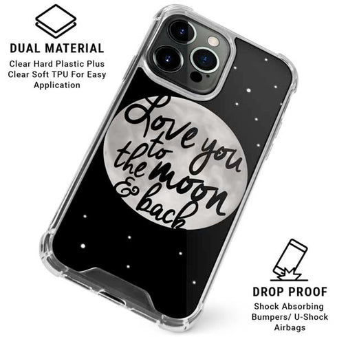 To The Moon And Back BW iPhone 16 Pro Clear Case