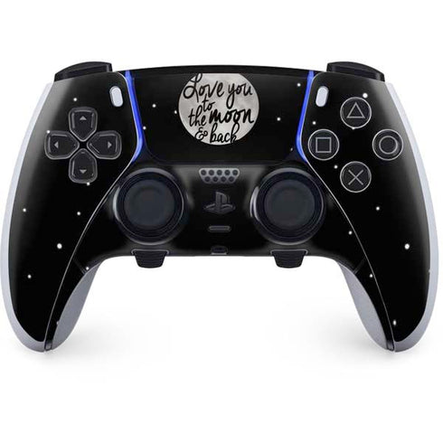 To The Moon And Back BW PS5 DualSense Edge Pro Controller Skin