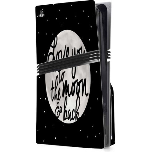 To The Moon And Back BW PS5 Pro Disk Console Skin