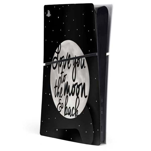 To The Moon And Back BW PS5 Slim Digital Edition Console Skin