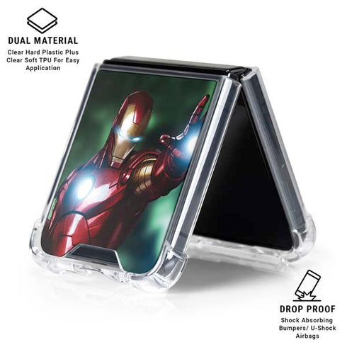 Marvel Tony Stark Iron Man Galaxy Z Flip7 Clear Case