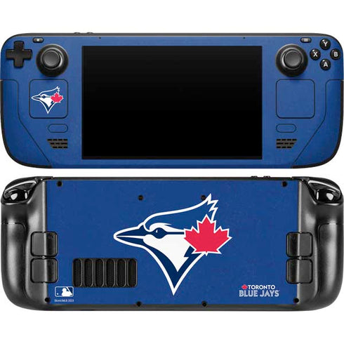 MLB Toronto Blue Jays Solid Distressed Steam Deck Handheld Gaming Computer OLED Skin