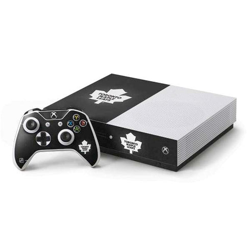 NHL Toronto Maple Leafs Black Background Xbox One S Console and Controller Bundle Skin