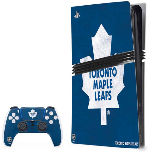NHL Toronto Maple Leafs Distressed PS5 Pro Bundle Skin