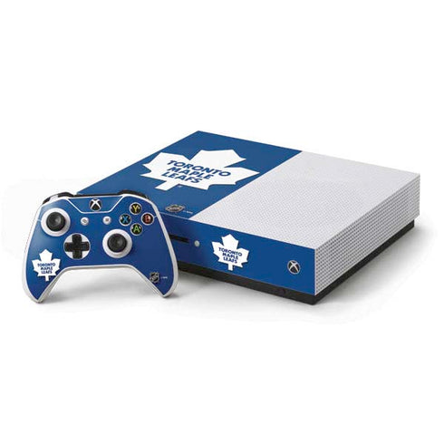 NHL Toronto Maple Leafs Solid Background Xbox One S Console and Controller Bundle Skin